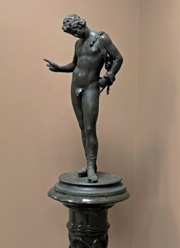 Italian Bronze Model of Narcissus & Marble Pedestal 